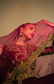 Royal Purple Pakistani Bridal Dress in Sharara Kameez Style