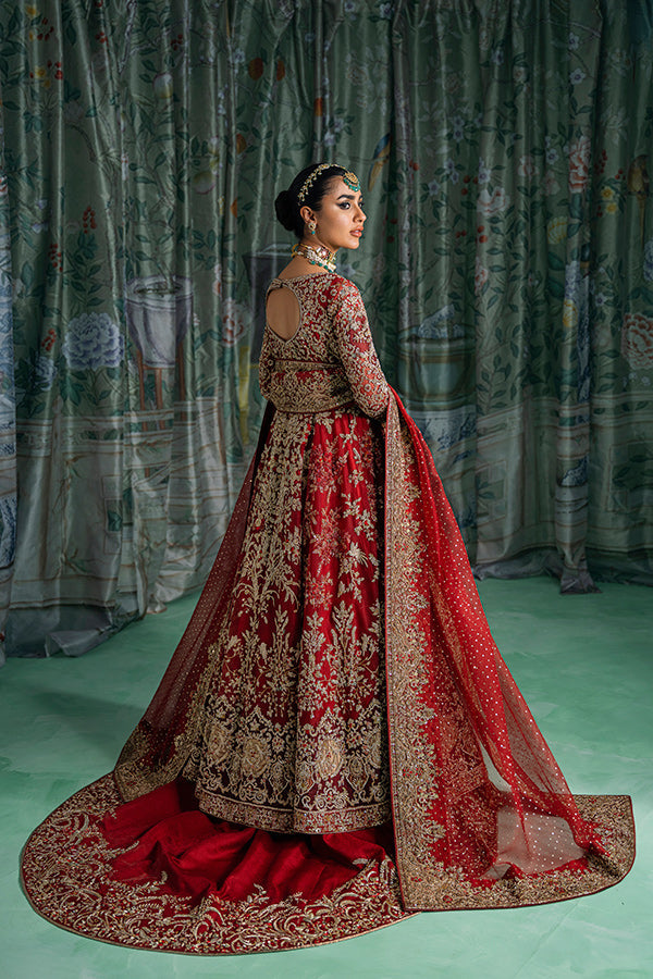 Royal Red Bridal Dress Pakistani in Angrakha Lehenga Style