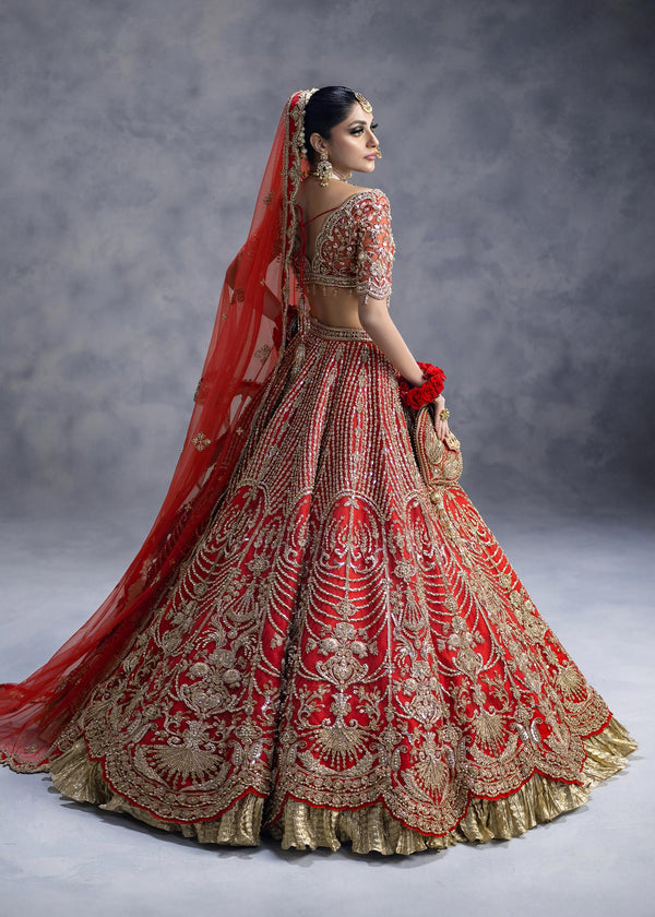 Royal Red Lehenga Choli and Dupatta Bridal Wedding Dress