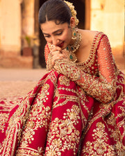 Royal Red Lehenga and Choli Raw Silk Pakistani Bridal Dress