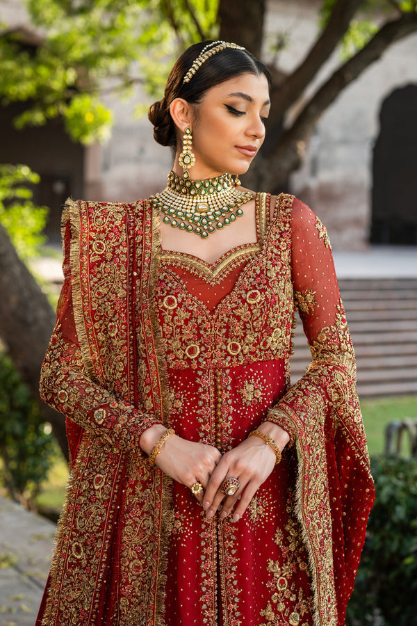 Elegant Red Pakistani Bridal Dress & Lehenga Style