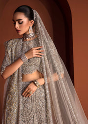 Royal Teal Grey Lehenga Choli Dupatta Pakistani Bridal Dress