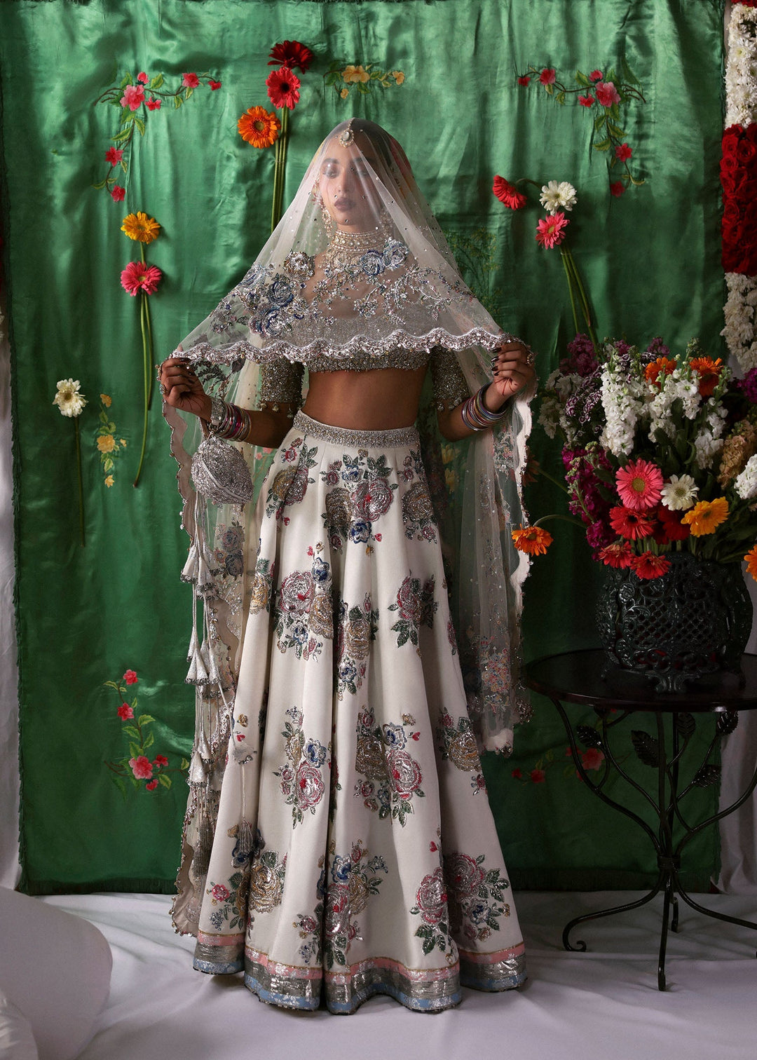 Royal Indian Bridal Dress in Choli Lehenga and Dupatta Style