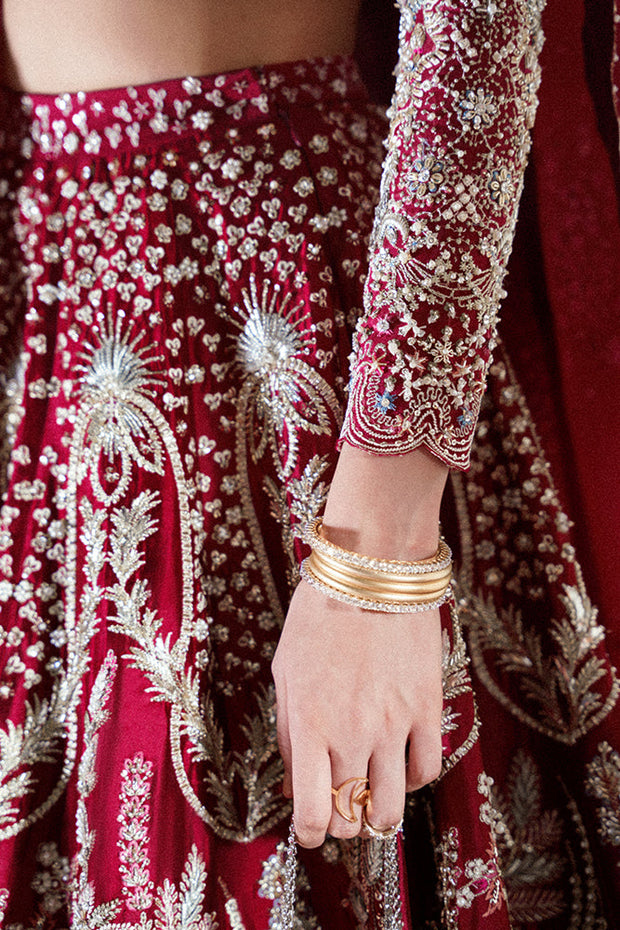 Royal Indian Bridal Dress in Red Lehenga and Choli Style