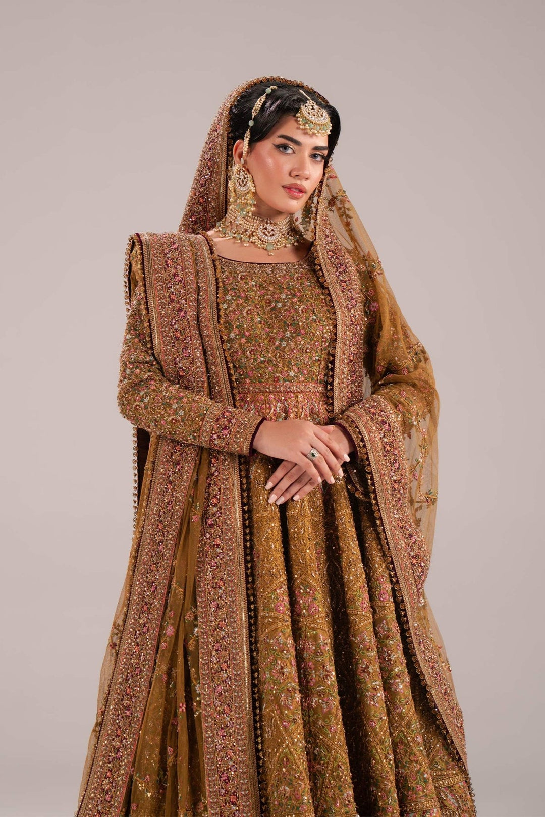 Royal Pakistani Bridal Dress in Anarkali Gown Lehenga Style