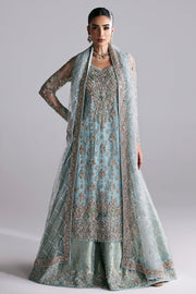 Royal Pakistani Bridal Dress in Blue Lehenga Dupatta Style
