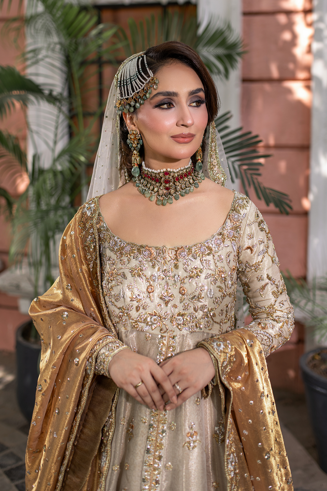 Royal Pakistani Bridal Dress in Kalidaar Frock Lehenga Style
