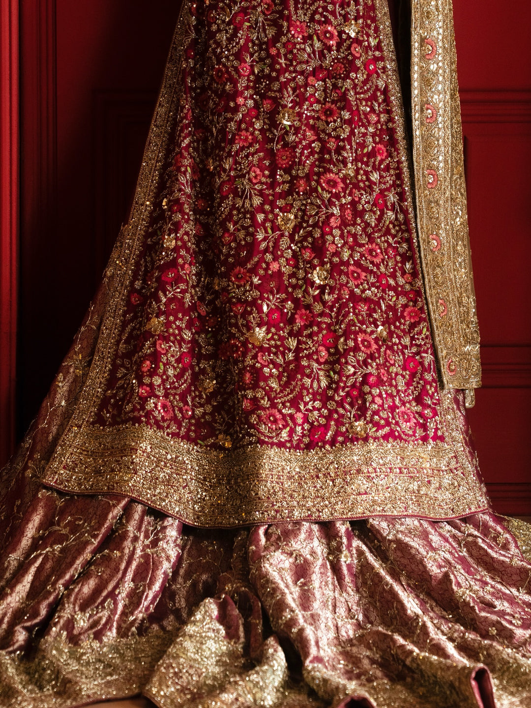 Royal Pakistani Bridal Dress in Lehenga Kameez Dupatta Style