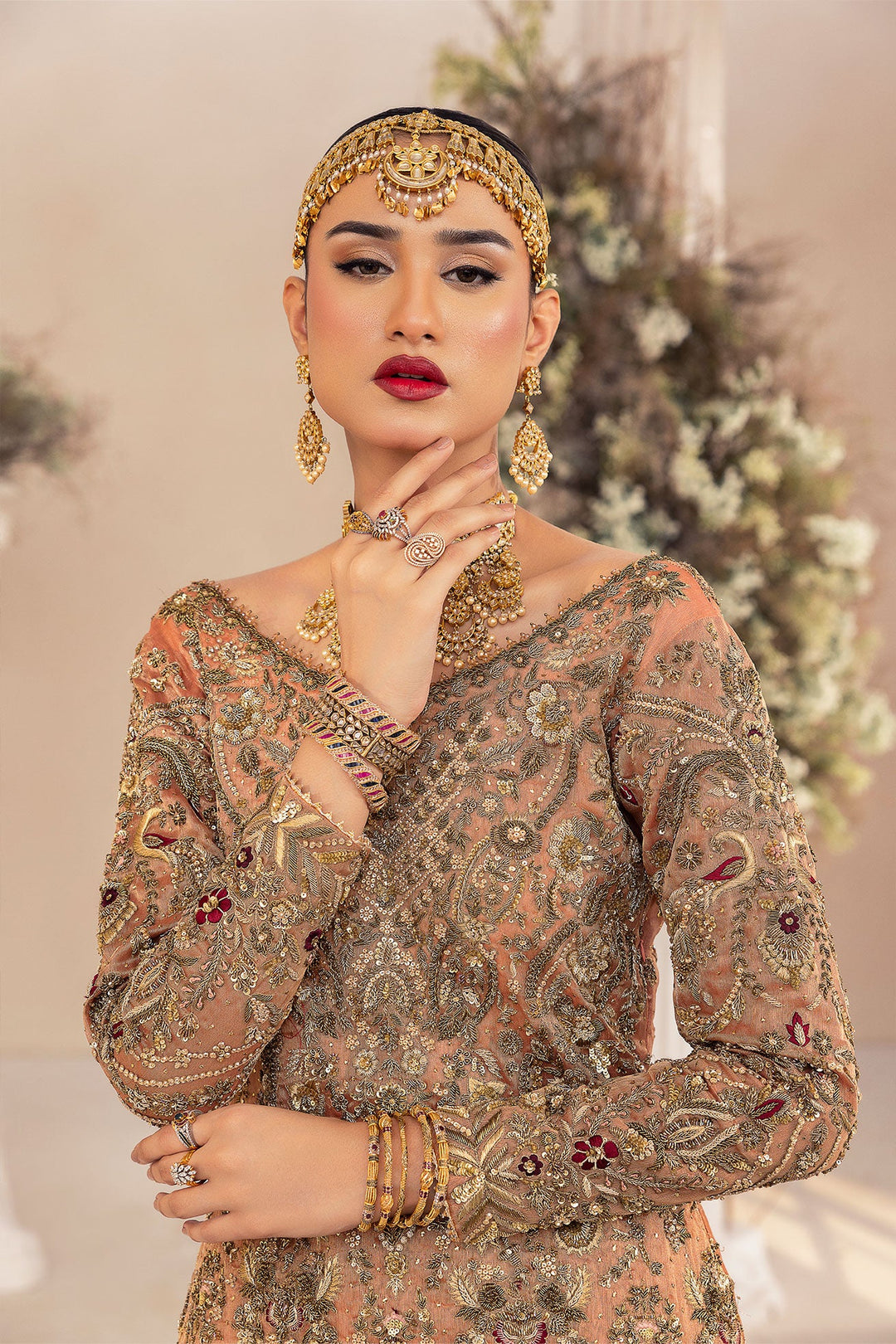 Royal Pakistani Bridal Dress in Pink Lehenga Kameez Style