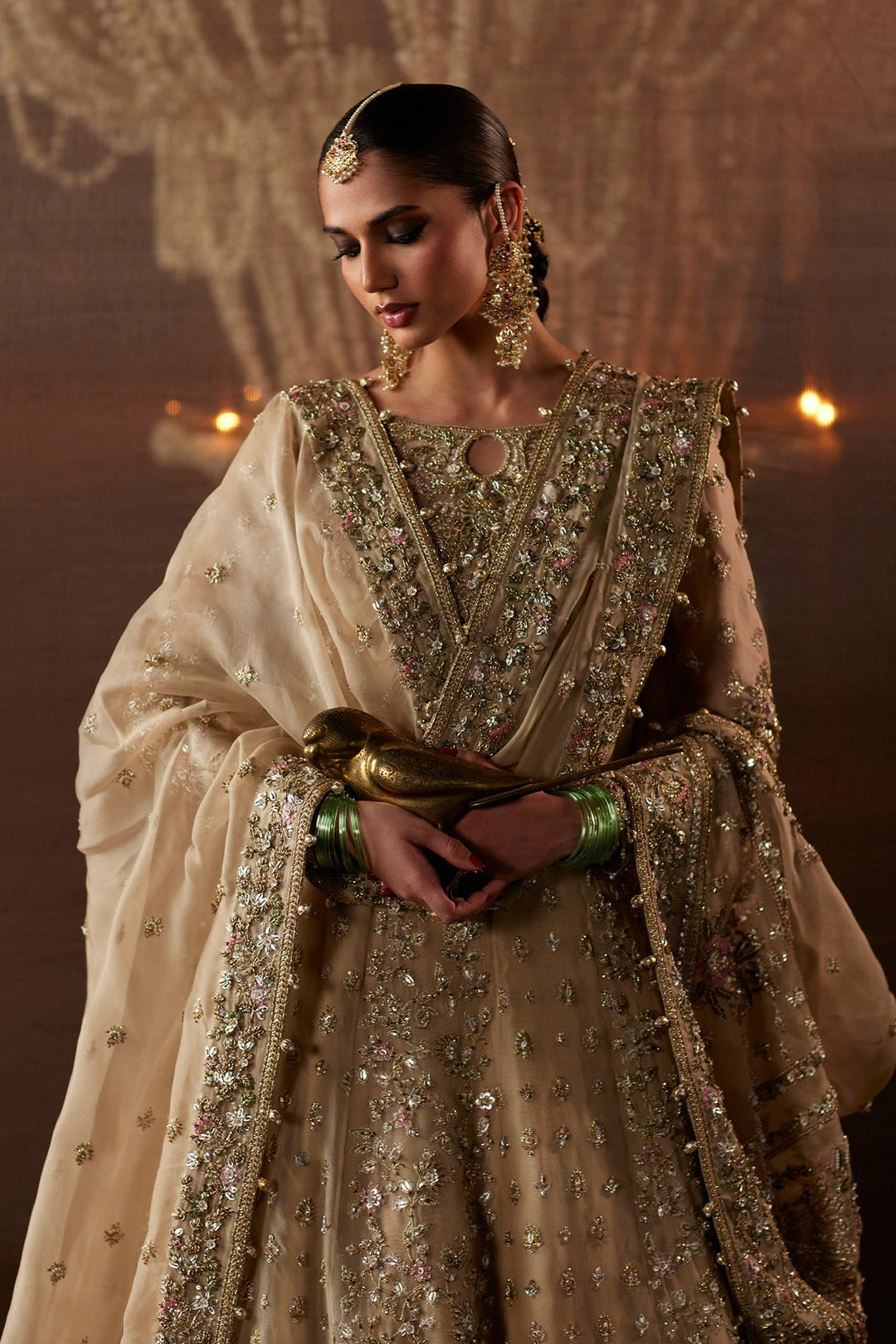 Royal Pakistani Bridal Dress in Pishwas Frock Lehenga Style