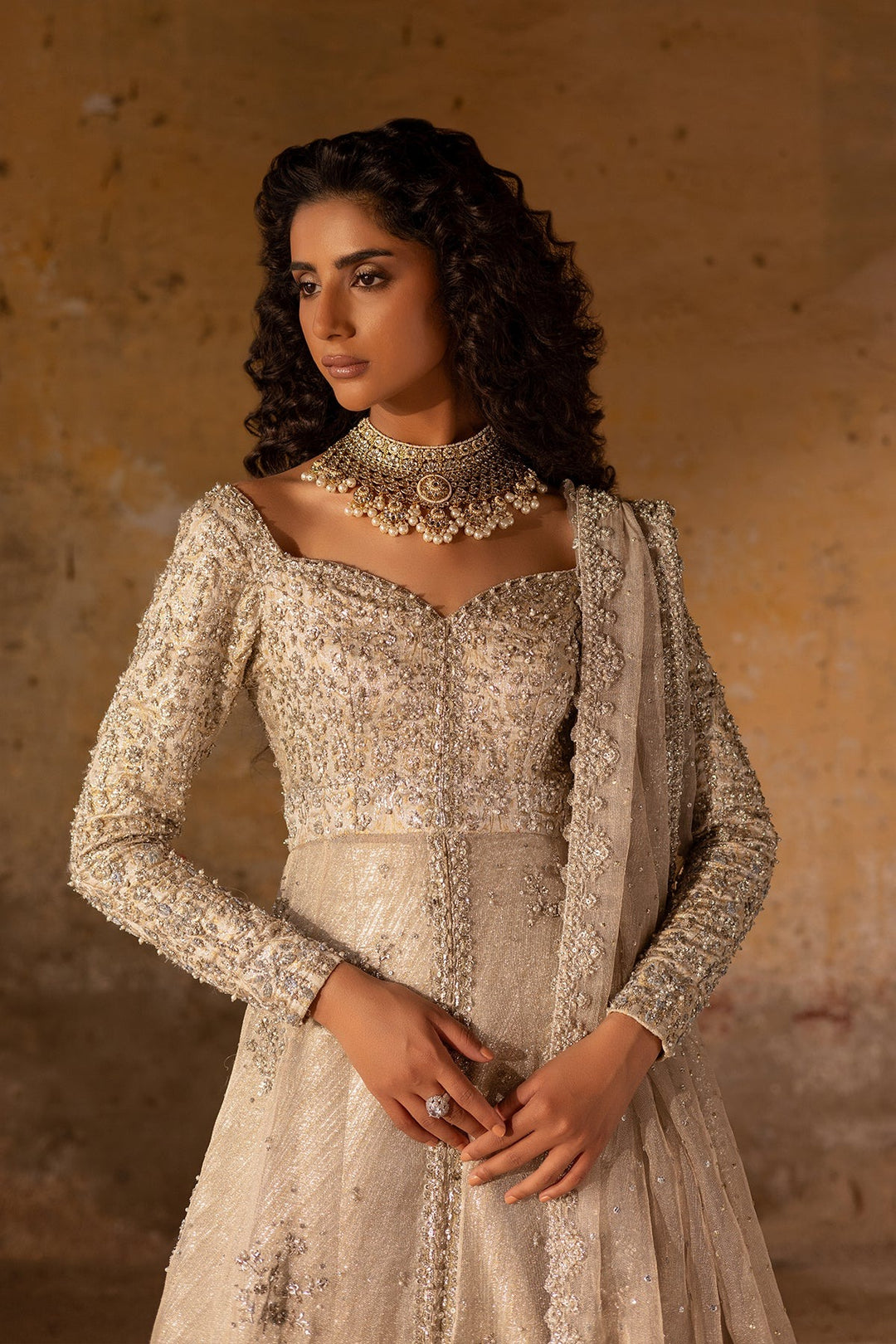 Royal Pakistani Bridal Dress in Pishwas and Lehenga Style