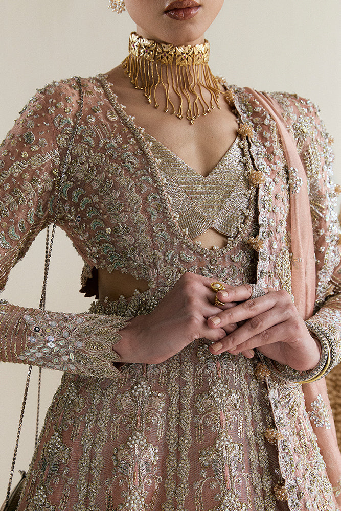 Elegant Pakistani Bridal Lehenga in Pishwas Style
