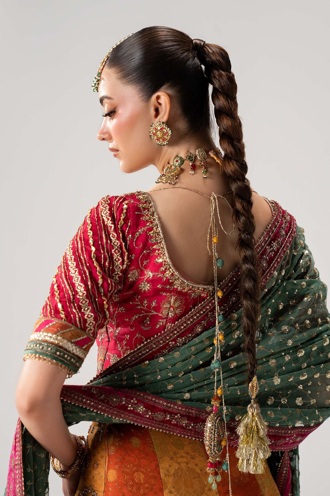 Royal Pakistani Bridal Lehenga and Choli Dress for Mehndi