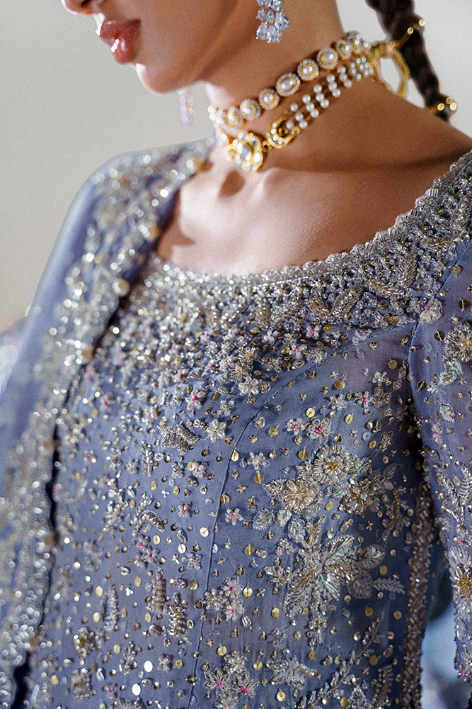 Royal Pakistani Bridal Outfit in Lehenga and Kameez Style