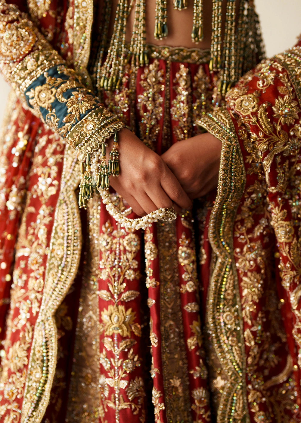 Royal Pakistani Bridal Outfit in Raw Silk Choli Lehenga Style