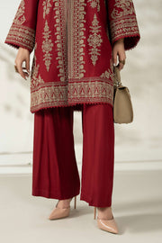 Royal Pakistani Party Wear in Maroon Khaddar Suit Style
