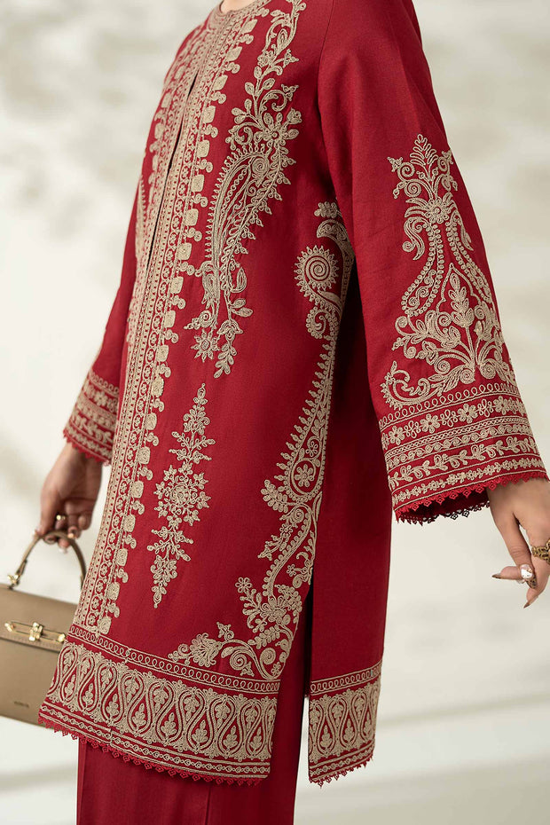 Royal Pakistani Party Wear in Maroon Khaddar Suit Style Online