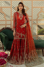 Rust Maroon Pakistani Wedding Dress in Kameez Gharara Style