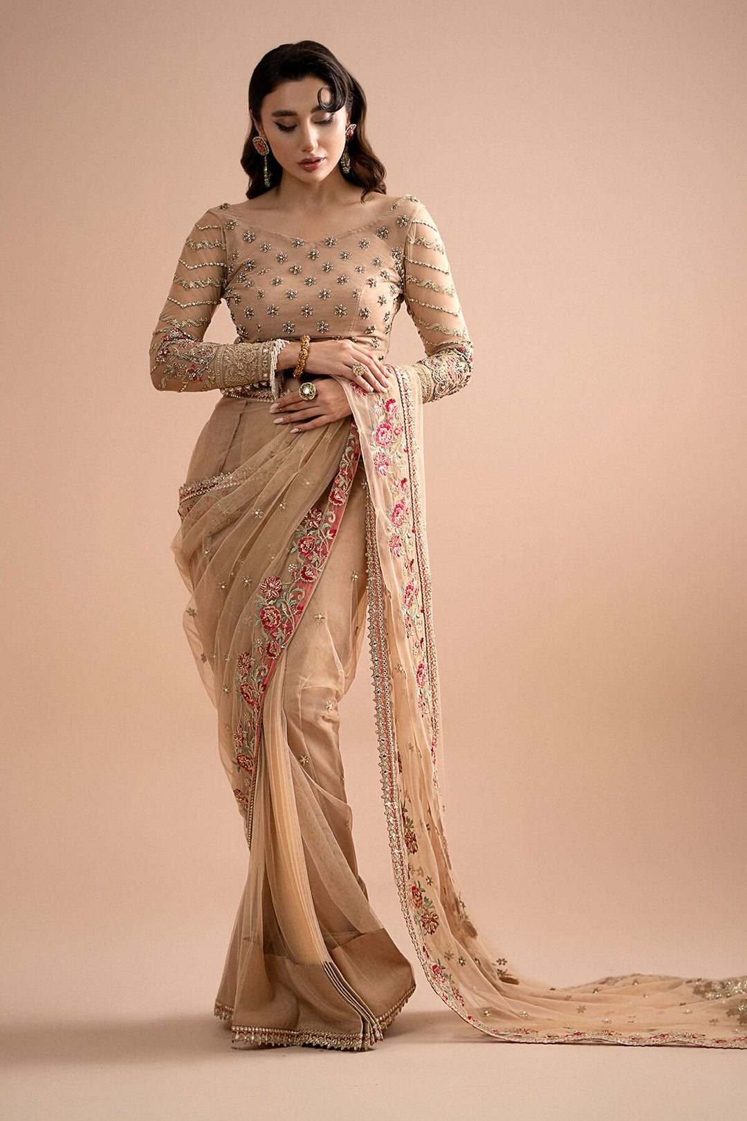 Imrozia Net Pakistani Dresses Embroidered Hand