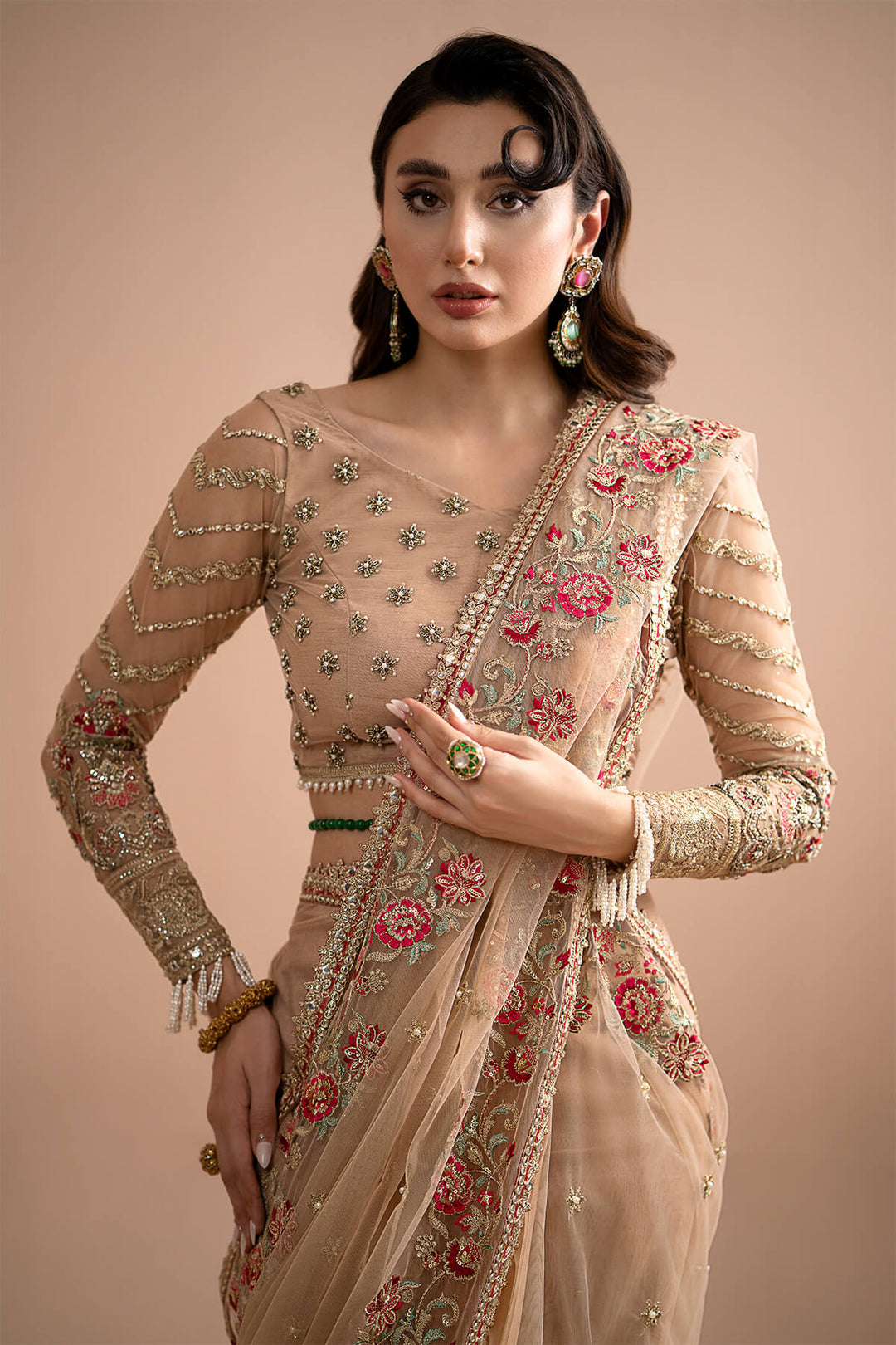 Imrozia Net Pakistani Dresses Embroidered Hand