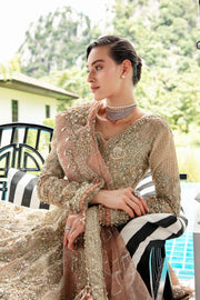 Opulent Beige and Peach Pakistani Bridal Dress