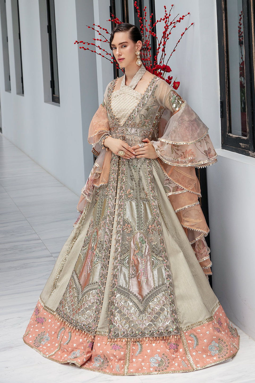 Enchanting Peach Pakistani Bridal Dress for Your Big Day