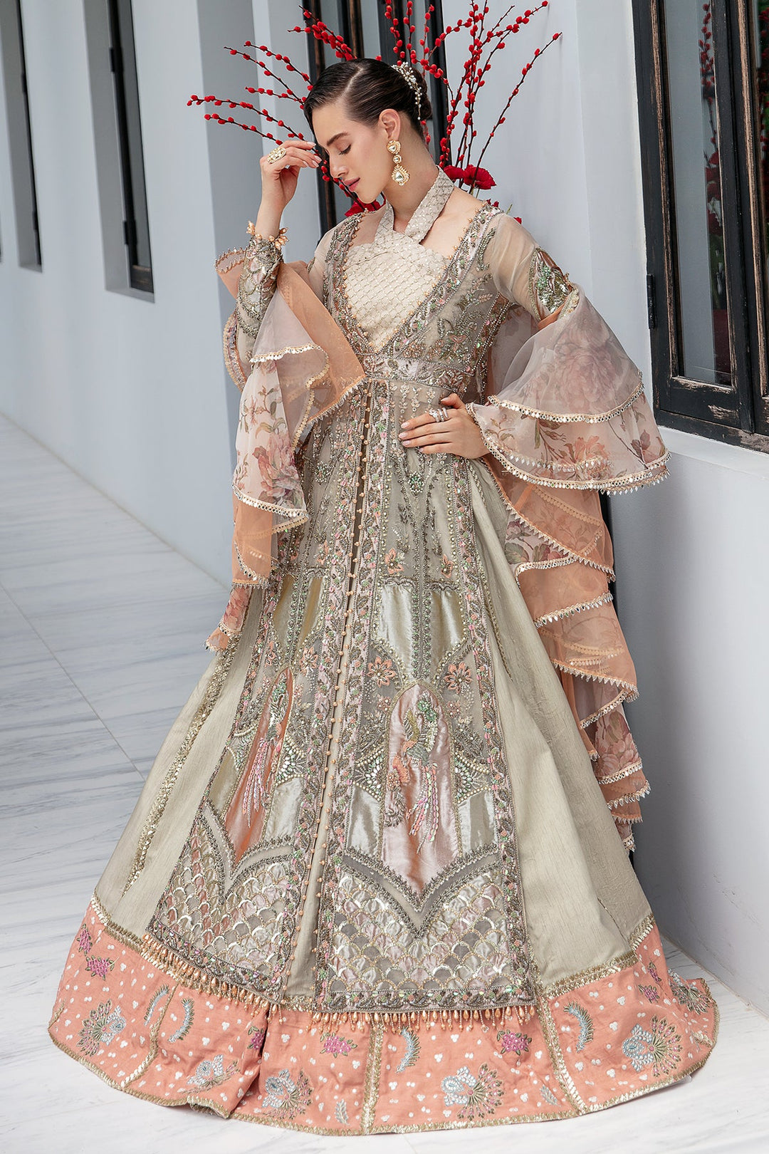 Enchanting Peach Pakistani Bridal Dress for Your Big Day
