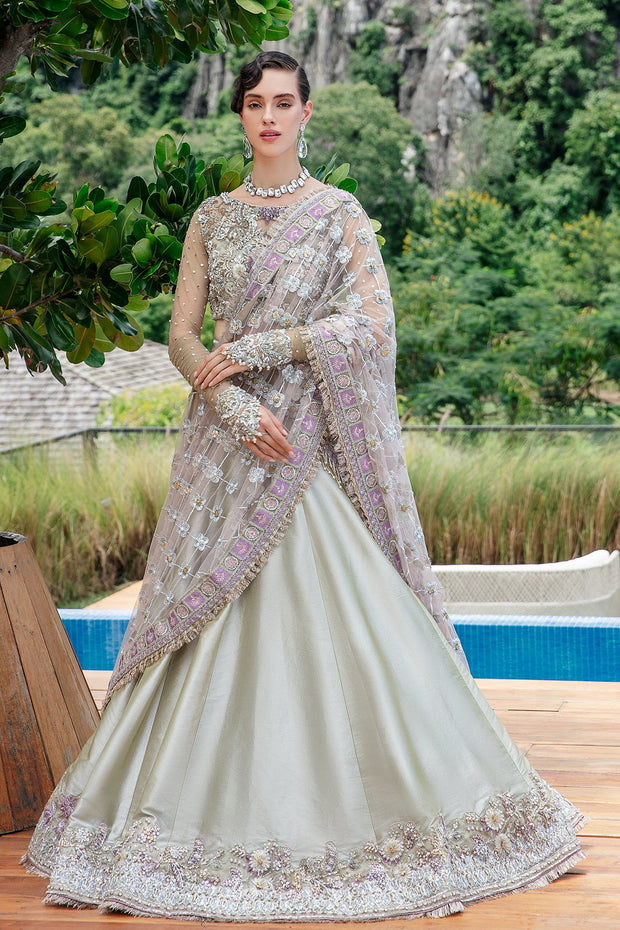 Elysian Mint Pakistani Bridal Dress with Tulle Dupatta