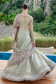 Elysian Mint Pakistani Bridal Dress with Tulle Dupatta