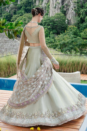 Elysian Mint Pakistani Bridal Dress with Tulle Dupatta