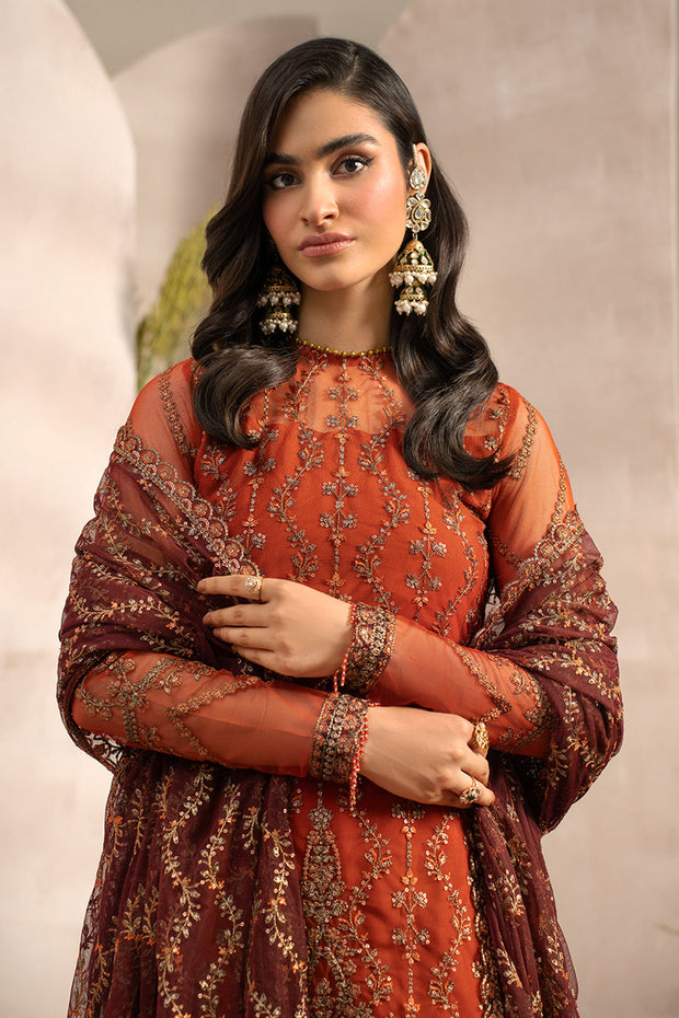 Elegant Sequins Embroidered Net Dress with Gharara