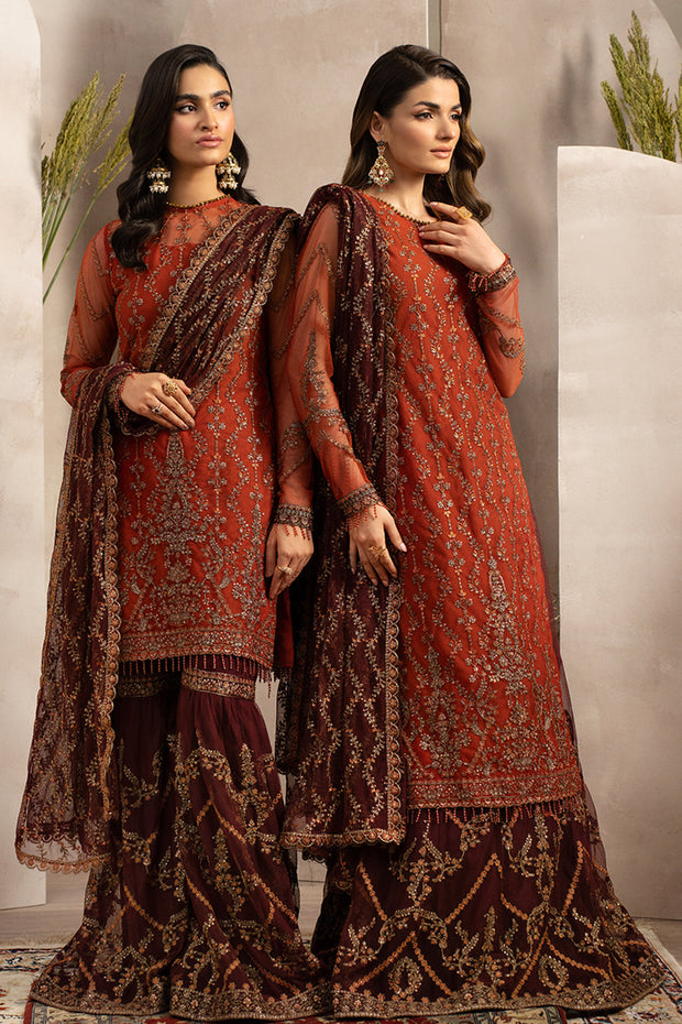 Elegant Sequins Embroidered Net Dress with Gharara