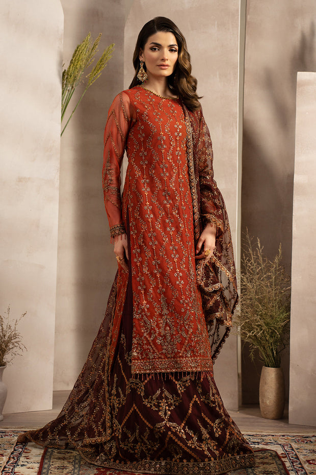 Elegant Sequins Embroidered Net Dress with Gharara