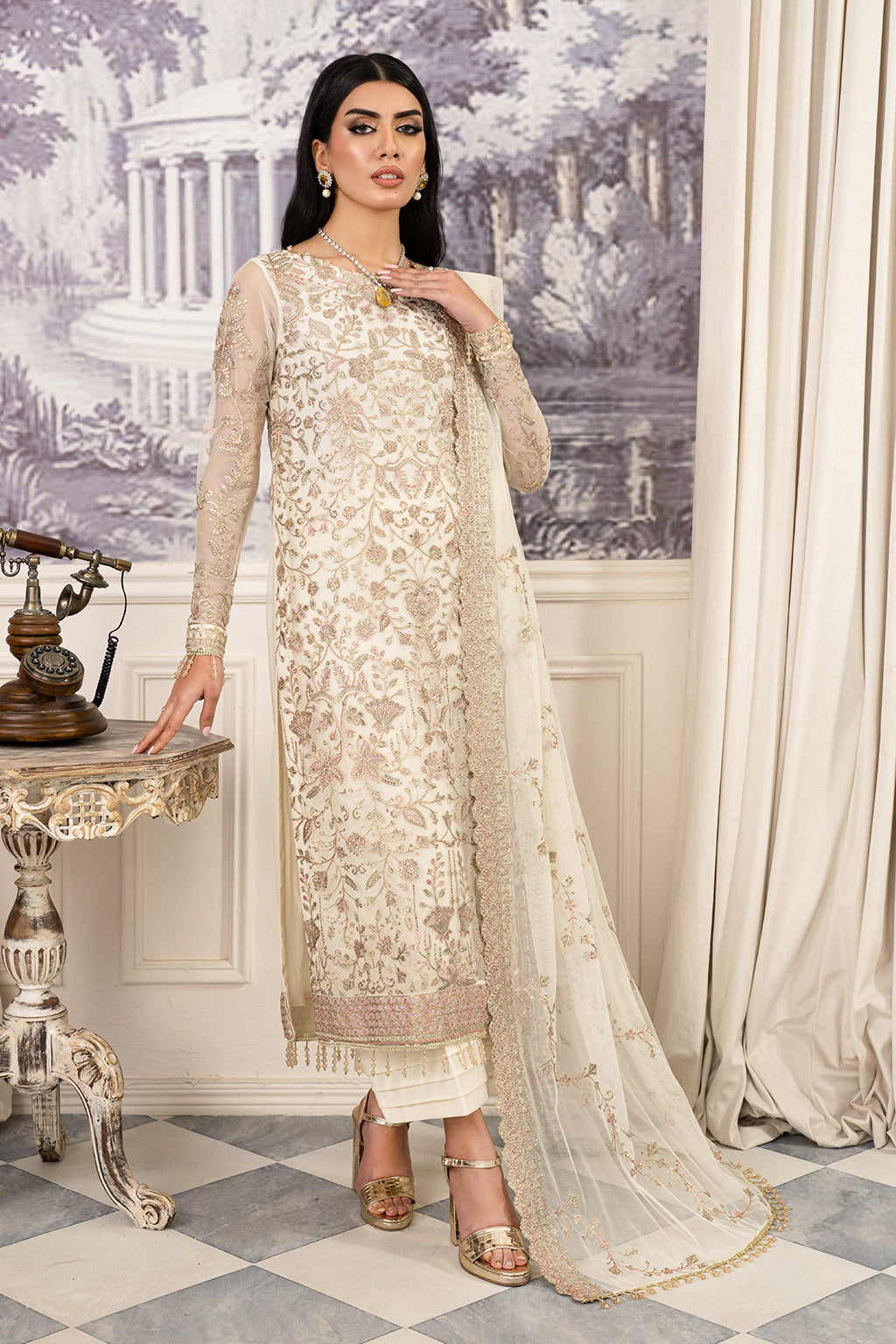 ZAF 03 NEELAM - Sequins Embroidered Net Shirt & Trouser