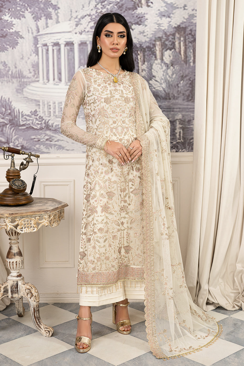 ZAF 03 NEELAM - Sequins Embroidered Net Shirt & Trouser