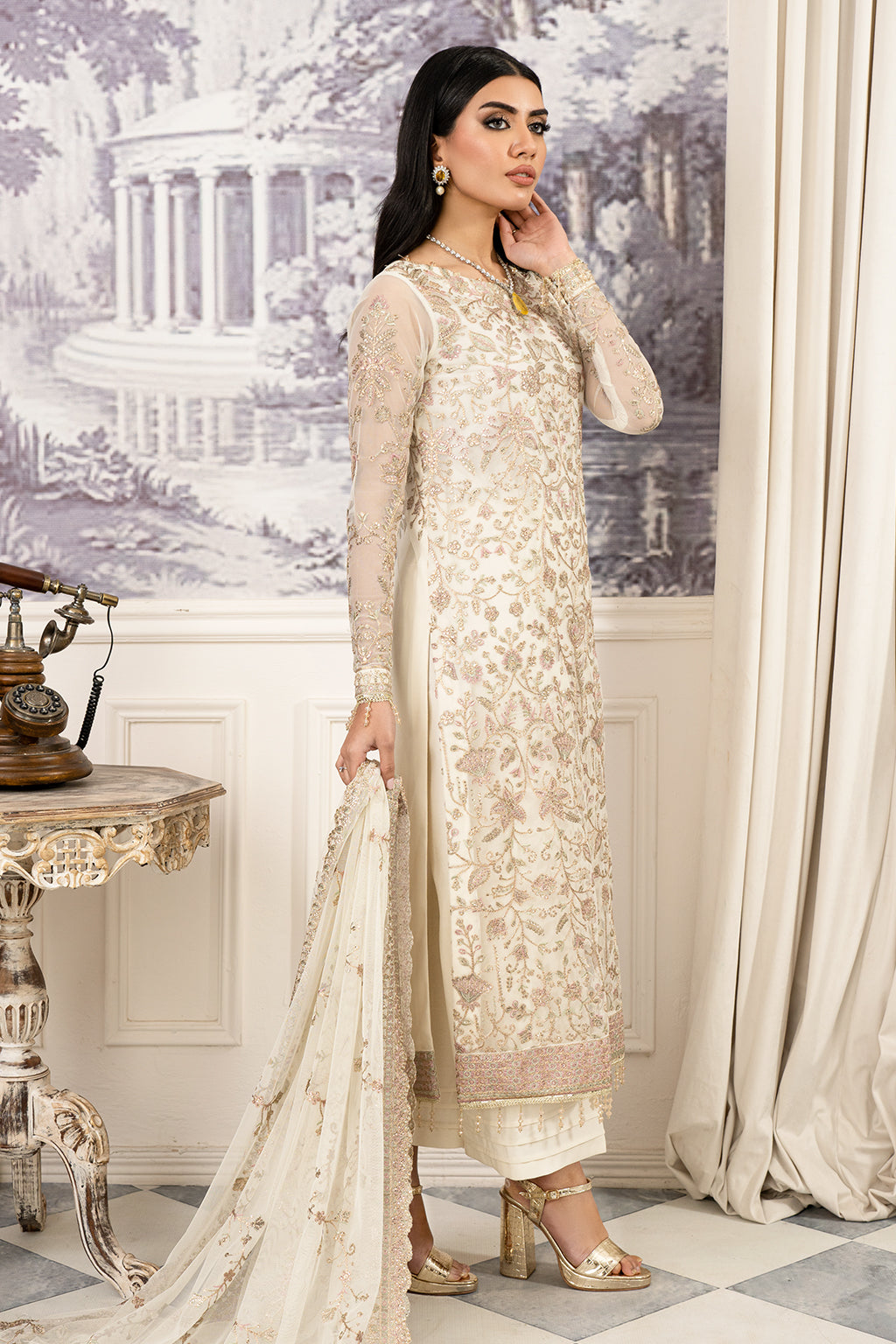ZAF 03 NEELAM - Sequins Embroidered Net Shirt & Trouser