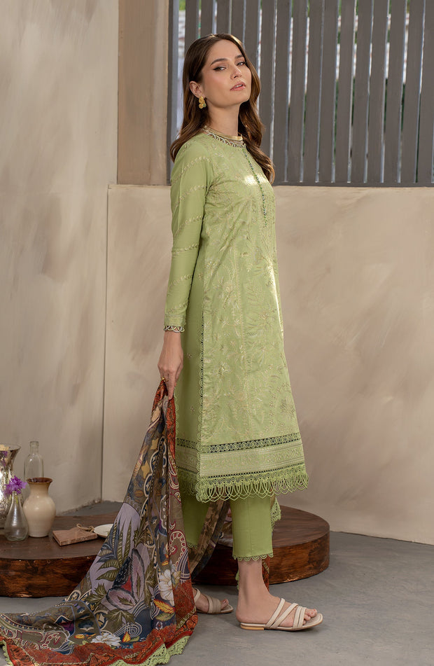Elegant Embroidered Lawn Shirt with Printed Chiffon Dupatta