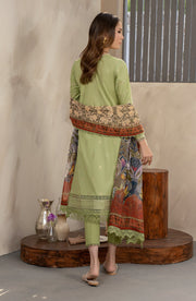 Elegant Embroidered Lawn Shirt with Printed Chiffon Dupatta