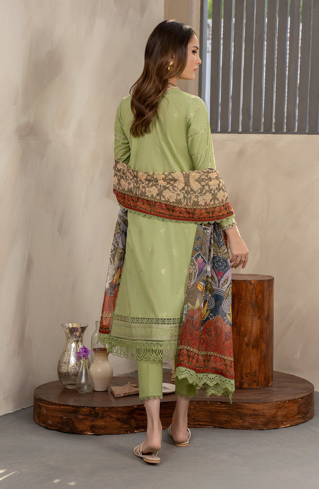 Elegant Embroidered Lawn Shirt with Printed Chiffon Dupatta