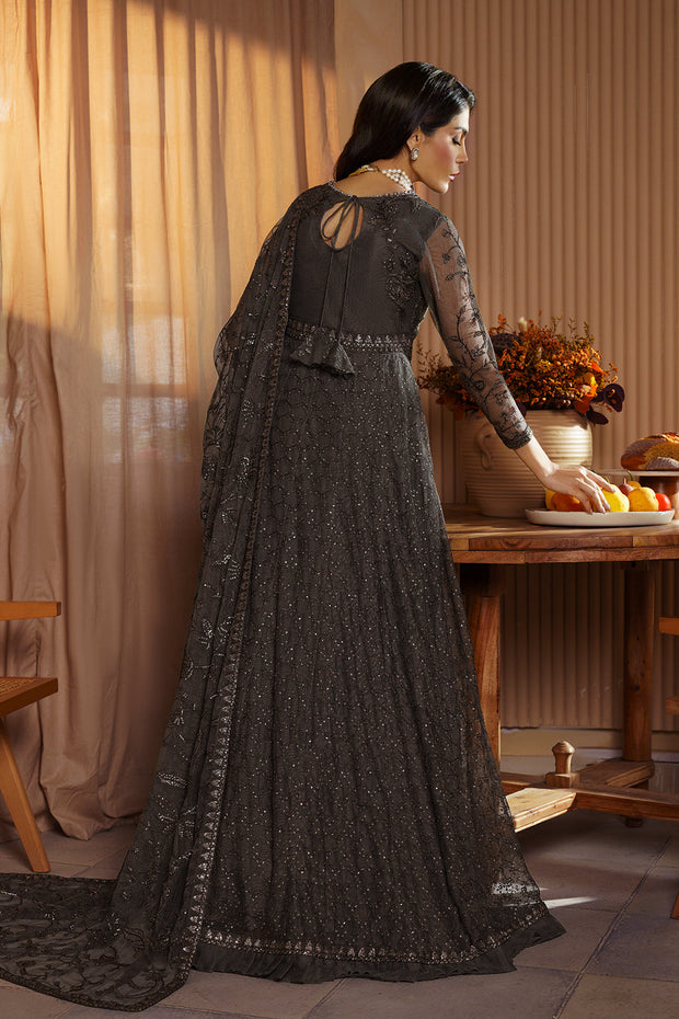 Elegant Sequins Embroidered Net and Silk Ensemble