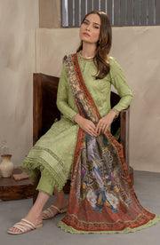 Elegant Embroidered Lawn Shirt with Printed Chiffon Dupatta