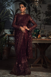 Elegant Carmine Sequins Embroidered Net Dress