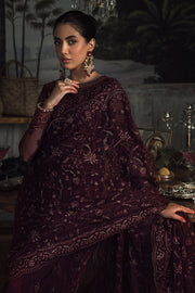 Elegant Carmine Sequins Embroidered Net Dress