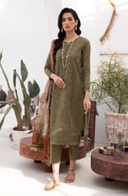 Embroidered Lawn Shirt with Chiffon Dupatta in Elegant Style
