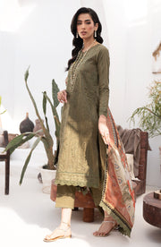 Embroidered Lawn Shirt with Chiffon Dupatta in Elegant Style
