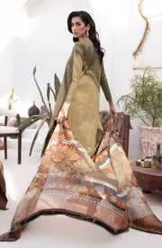 Embroidered Lawn Shirt with Chiffon Dupatta in Elegant Style