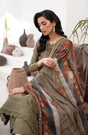 Embroidered Lawn Shirt with Chiffon Dupatta in Elegant Style