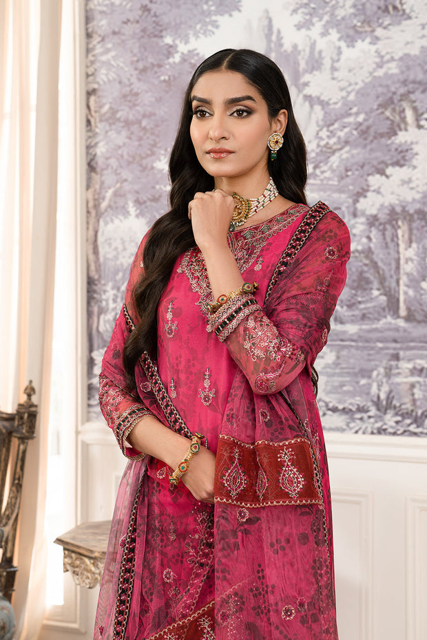 Elegant Orange and Green Sequins Embroidered Net Shirt