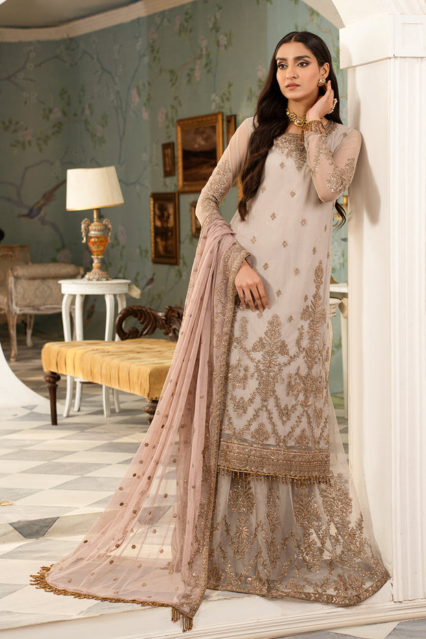 Elegant Sequins Embroidered Net Gharara in Contrast Colors