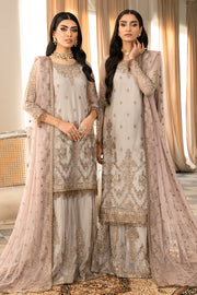 Elegant Sequins Embroidered Net Gharara in Contrast Colors